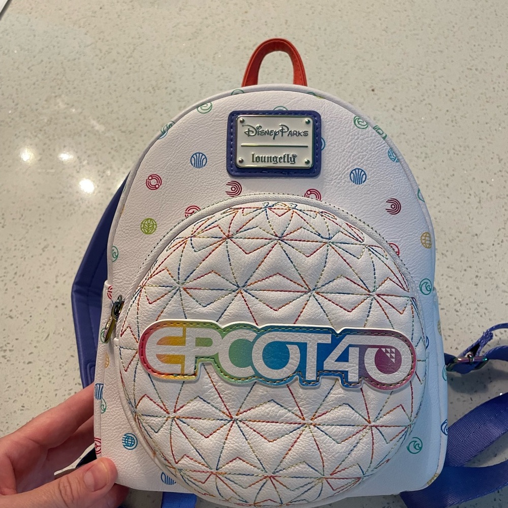 Loungefly EPCOT40 White Multicolor Backpack